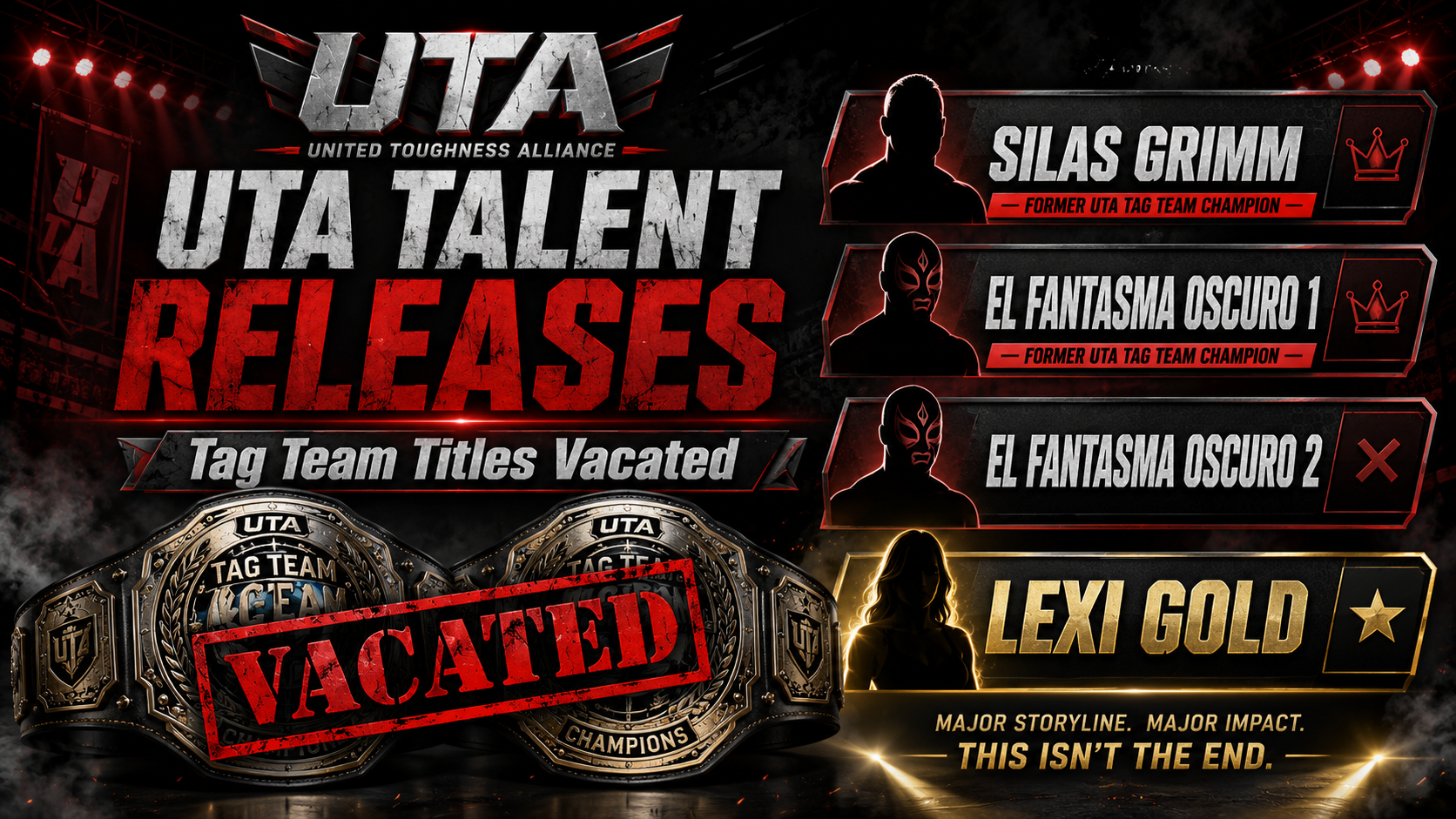UTA Announces Multiple Talent Releases; Tag Team Championships Vacated
